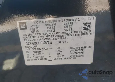 2013 Chevrolet Equinox Ls from USA, damaged, VIN 2GNALBEK7D1269812